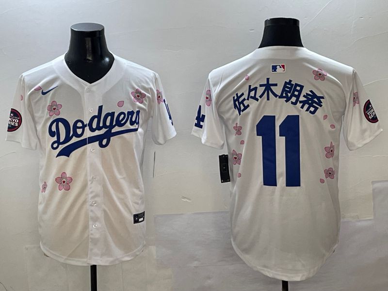 Men Los Angeles Dodgers #11 R.Sasaki White Sakura Edition 2025 Nike MLB Jersey style 1->los angeles dodgers->MLB Jersey